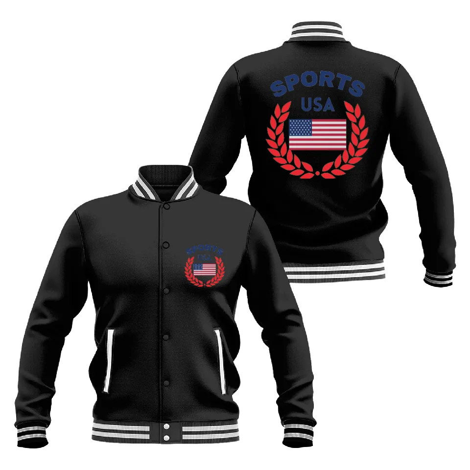 USA Sports Varsity Jacket – American Flag Classic Baseball Jacket