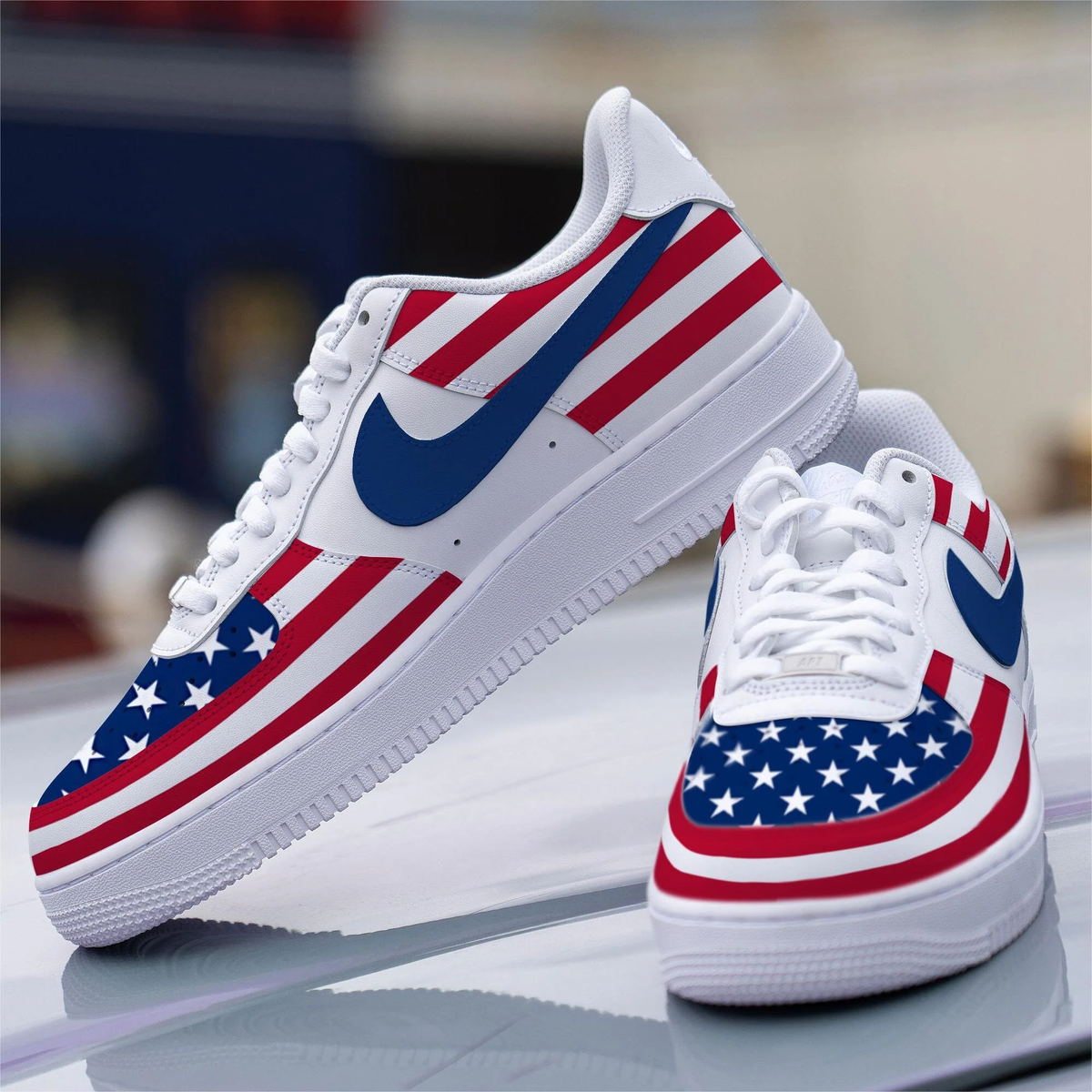 LIMITED EDITION - NEW CUSTOMIZED | CLASSIC USA FLAG STARS & STRIPES SNEAKERS