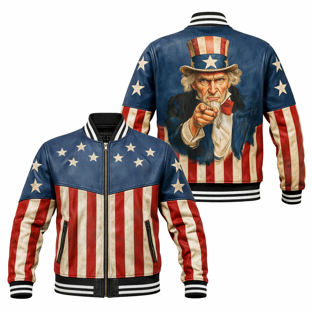 LIMITED EDITION - NEW CUSTOMIZED | VINTAGE UNCLE SAM USA FLAG VARSITY & BASEBALL JACKET