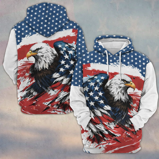 Artistic USA Flag Winged Eagle Grunge 3D Apparel (Hoodie, Sweatshirt, Zipper)